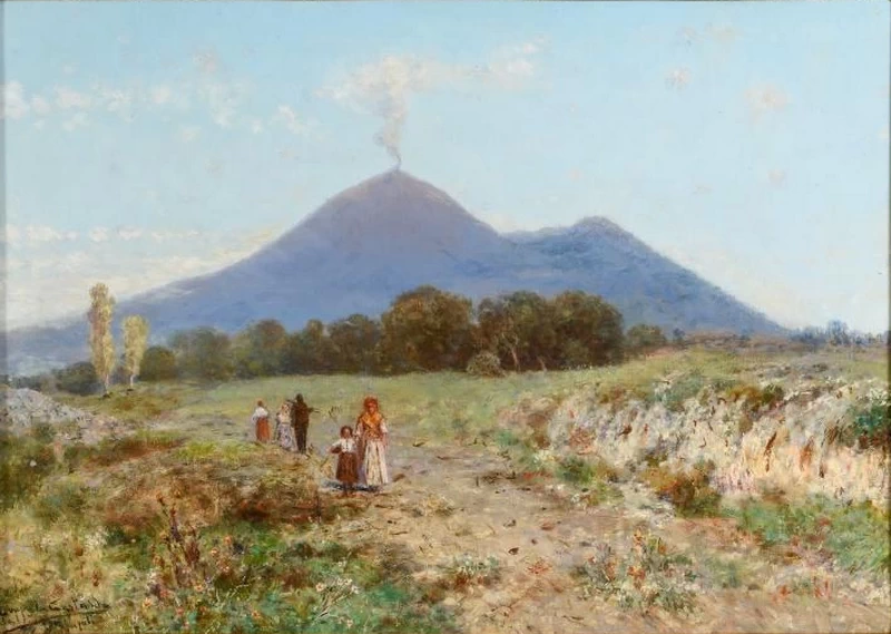   24-Francesco Coppola Castaldo-Uno scorcio della campagna napoletana con il Vesuvio
